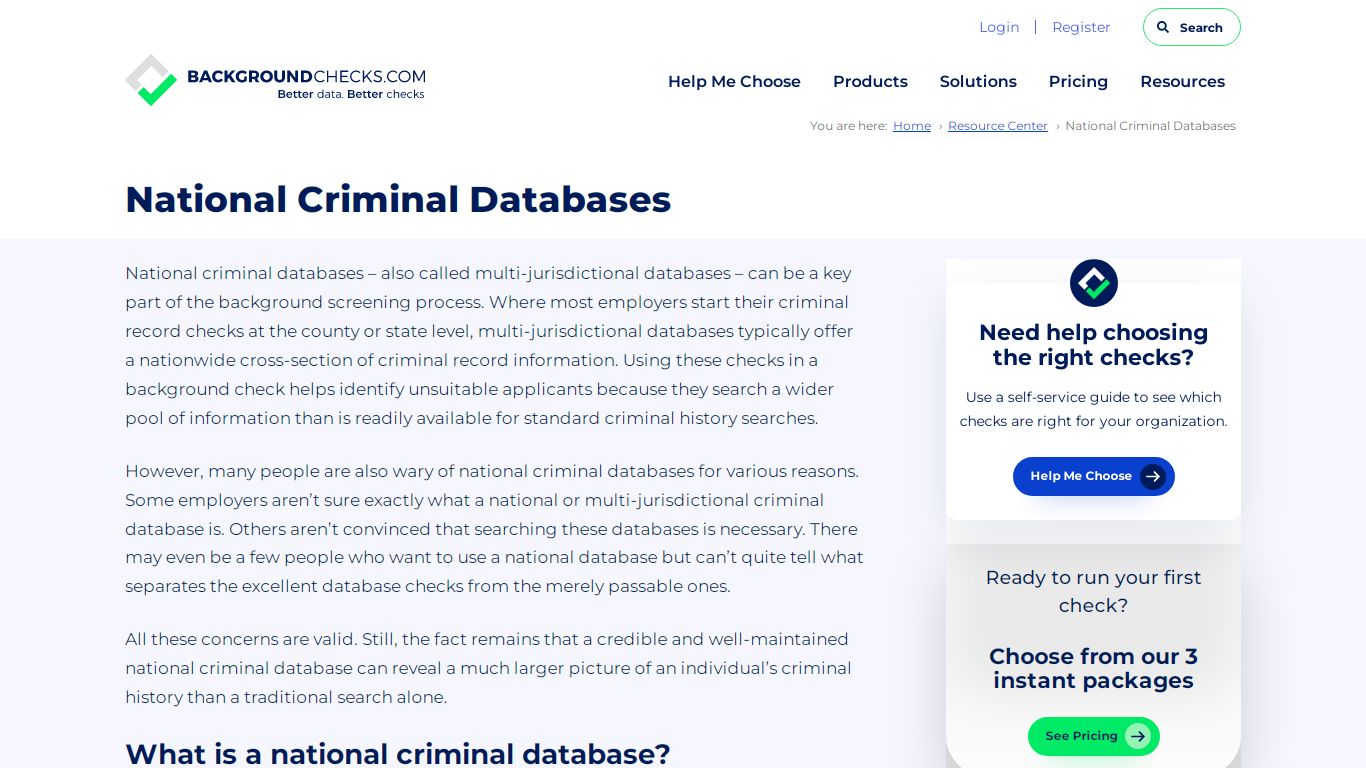 National Criminal Databases - background checks