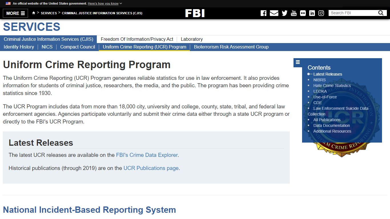 Uniform Crime Reporting (UCR) Program — FBI